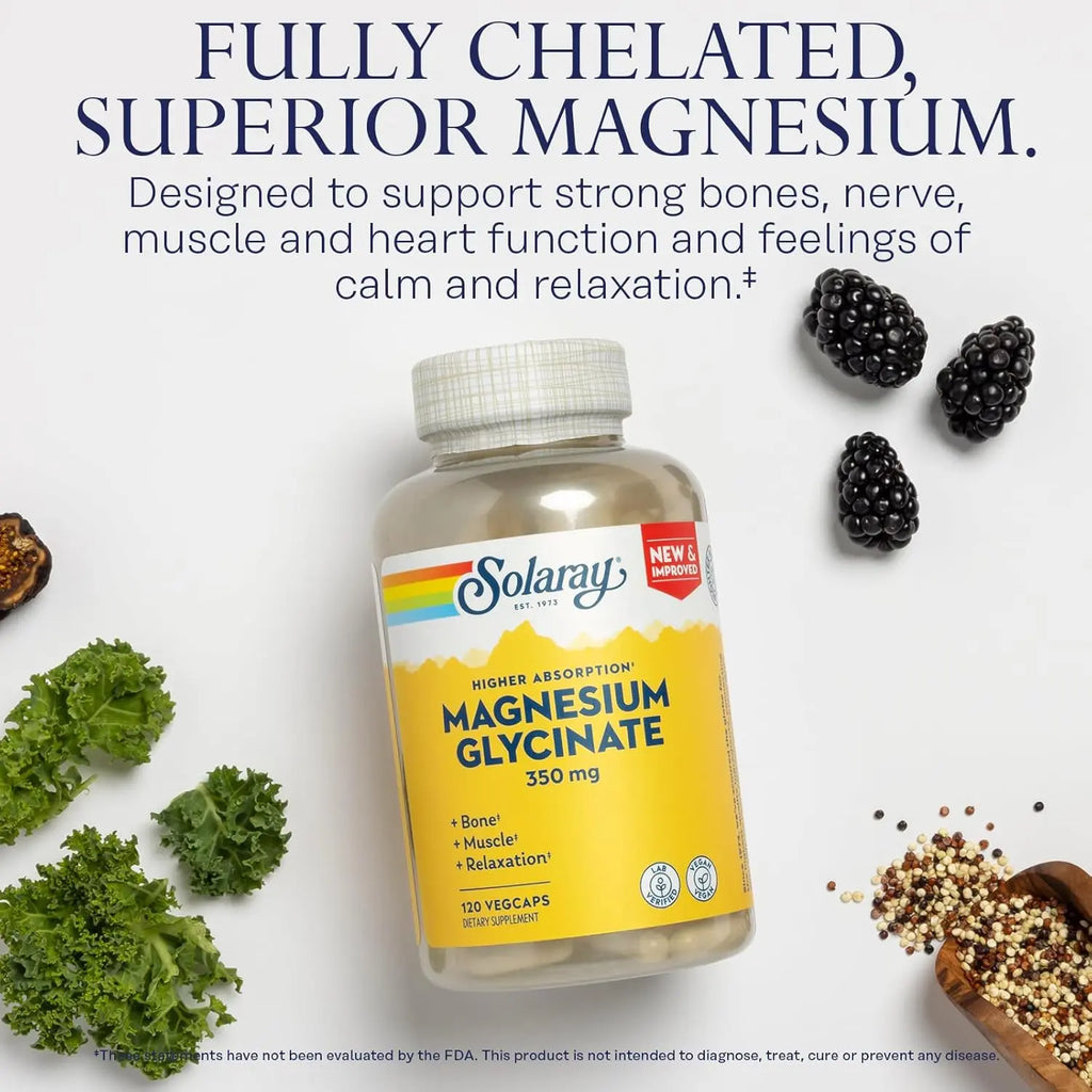 Solaray, Glicinato de magnesio de alta absorcion 350mg 120 capsulas