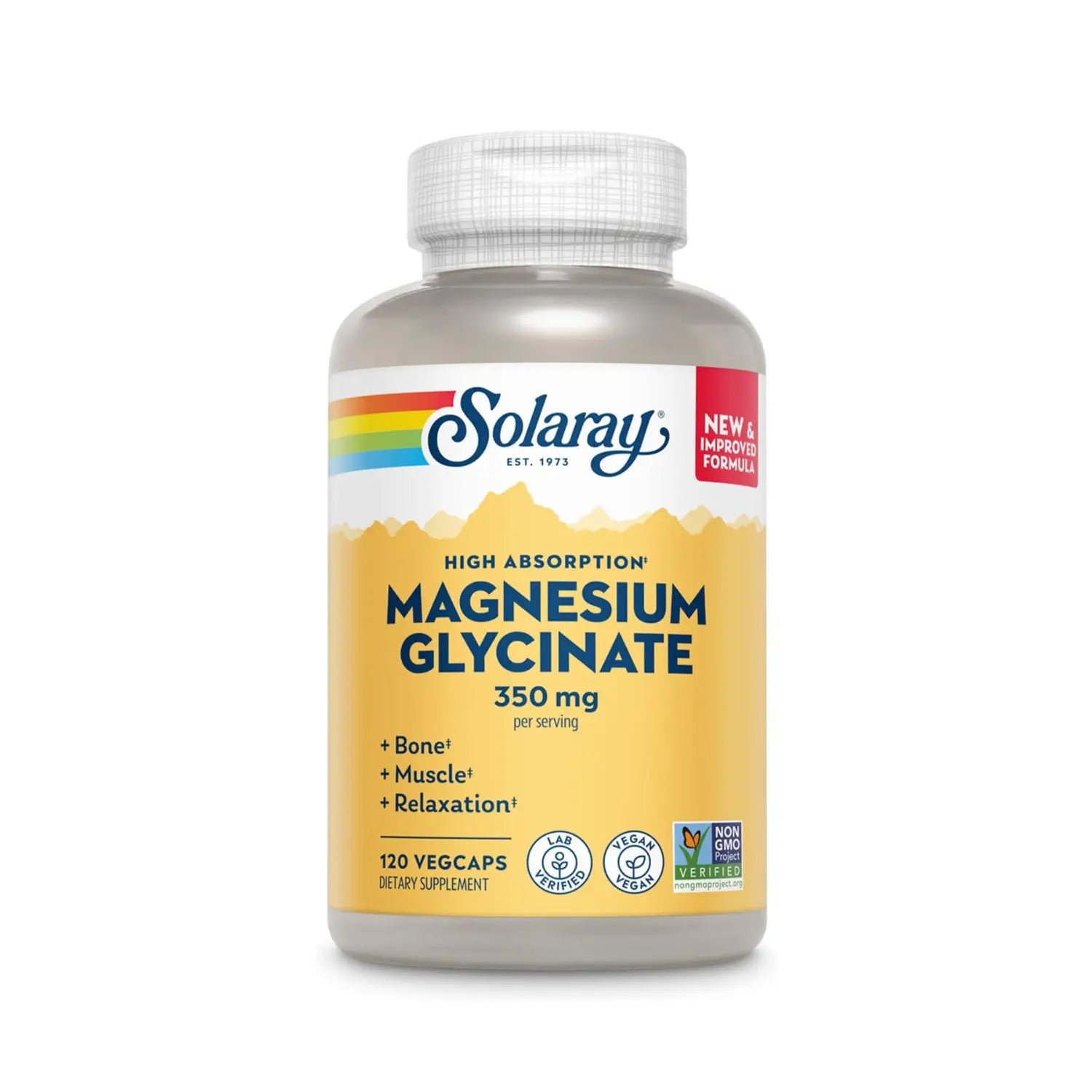 Solaray, Glicinato de magnesio de alta absorcion 350mg 120 capsulas