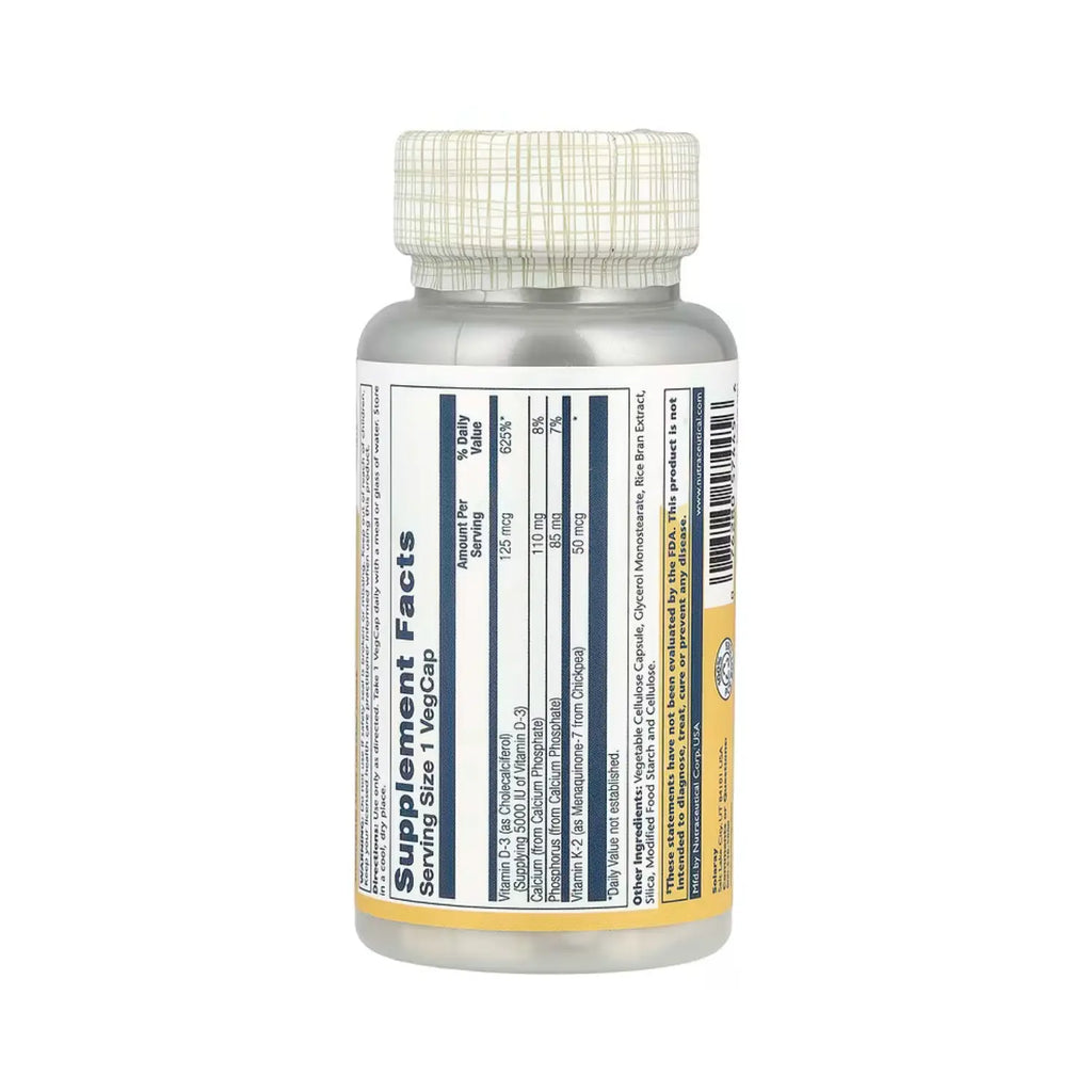 Solaray, Vitaminas D3 Y K2, Sin Soya, 120 Cápsulas Sfn