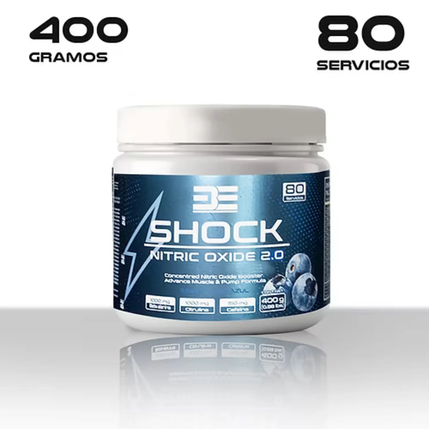 BE Shock Oxido Nitrico 2,0 mas Clembuterol 400 G 80 Serv Sfn Sabor Mora