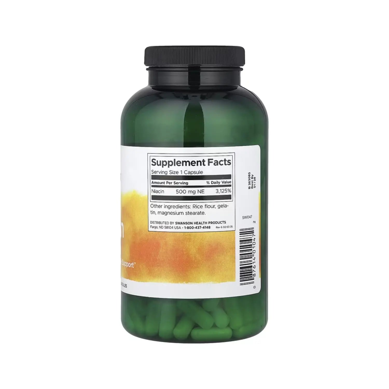 Swanson NIACINA 500 MG 250 caps apoyo cardiovascular Sfn
