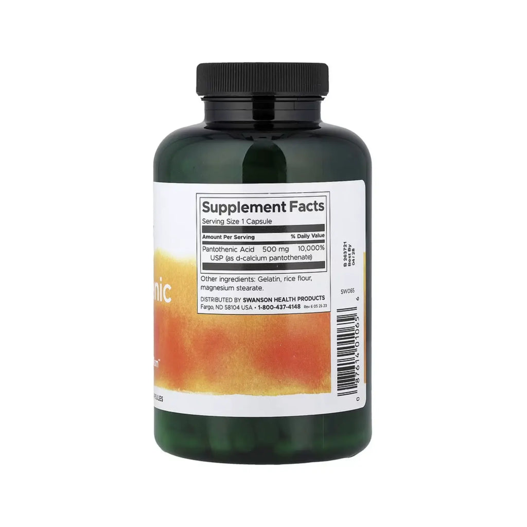 SWANSON ÁCIDO PANTOTÉNICO 500 MG 250 CAPS SFN