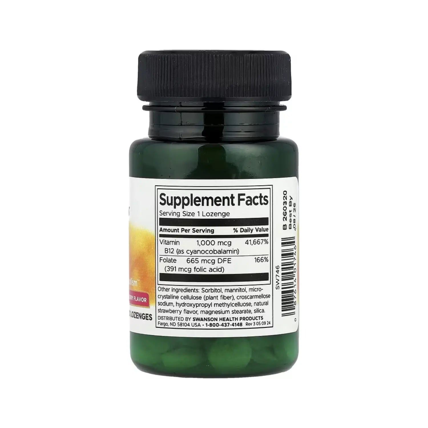 SWANSON VITAMINA B12 CON FOLATO 1000MCG 100 CAPS SFN