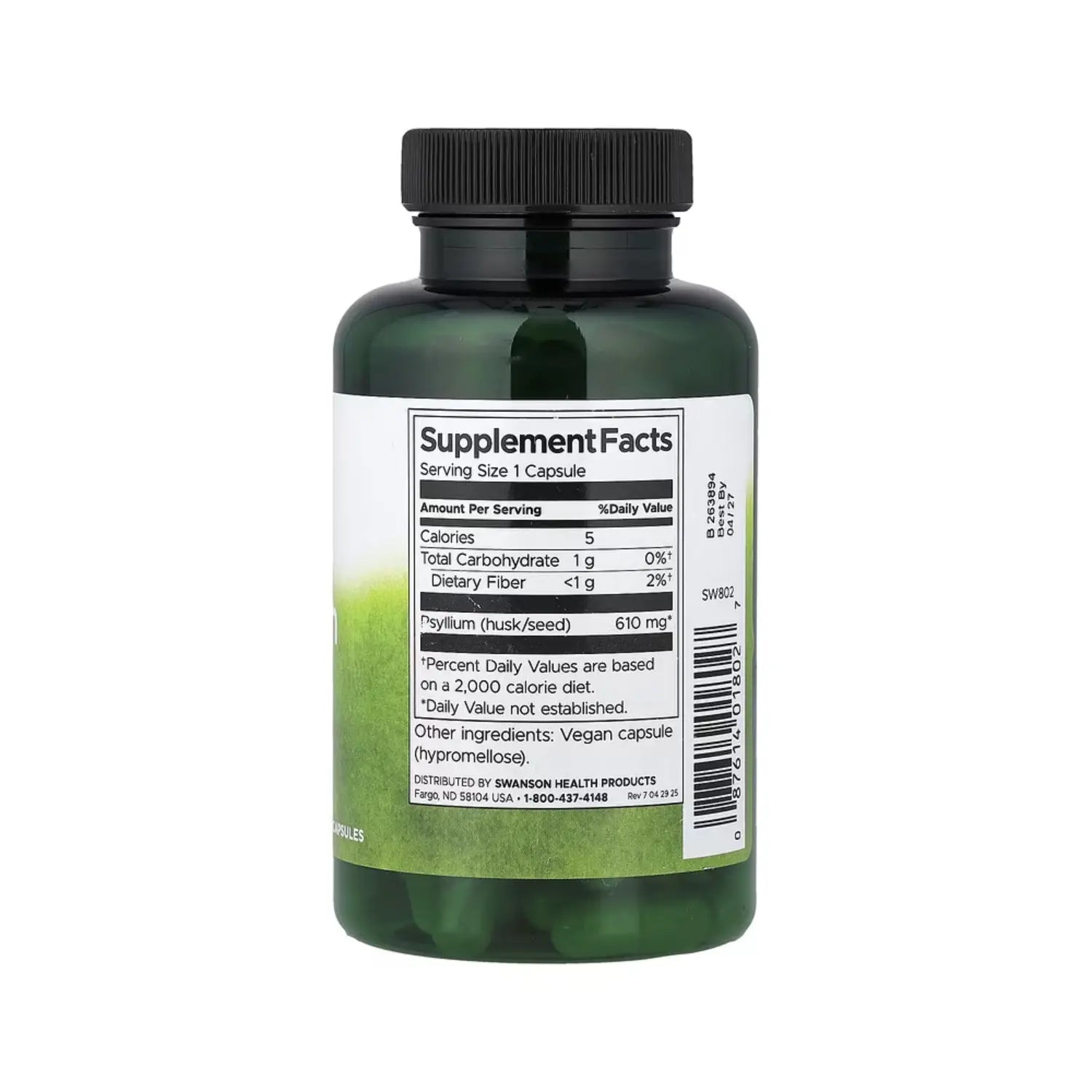 SWANSON PYSILLIUM HUSK 610MG 100 CAPS