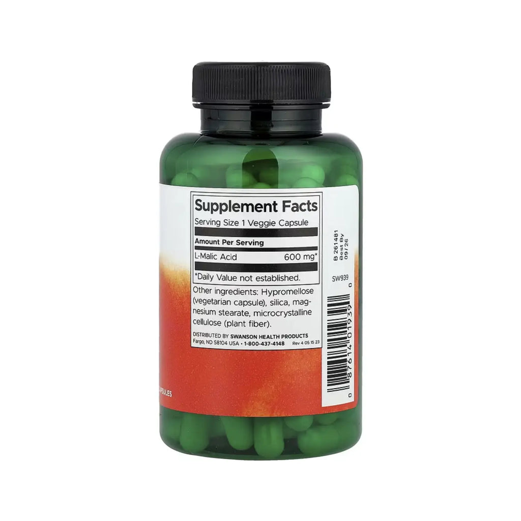Swanson Malic Acid 600 mg 100 Veg Caps SFN