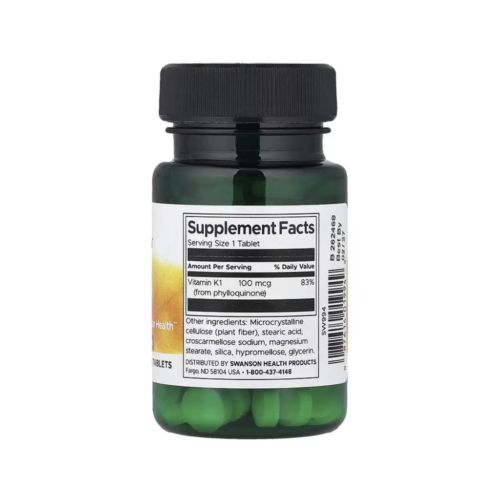 Swanson Vitamina K1 Salud Cardiovascular 100 Mcg 100 Tab Sfn