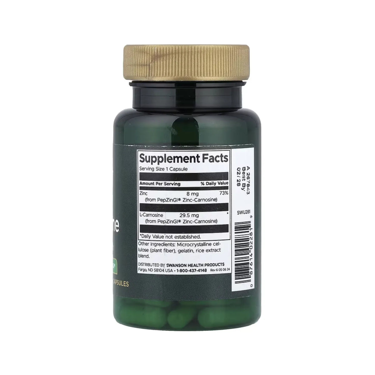 Swanson, Carnosina de Zinc, 60 Cápsulas