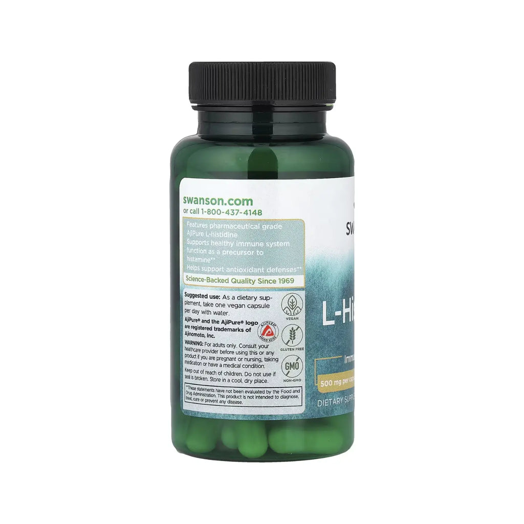 SWANSON, L-HISTIDINA, 500 MG, 60 CÁPSULAS VEGETALES SFN