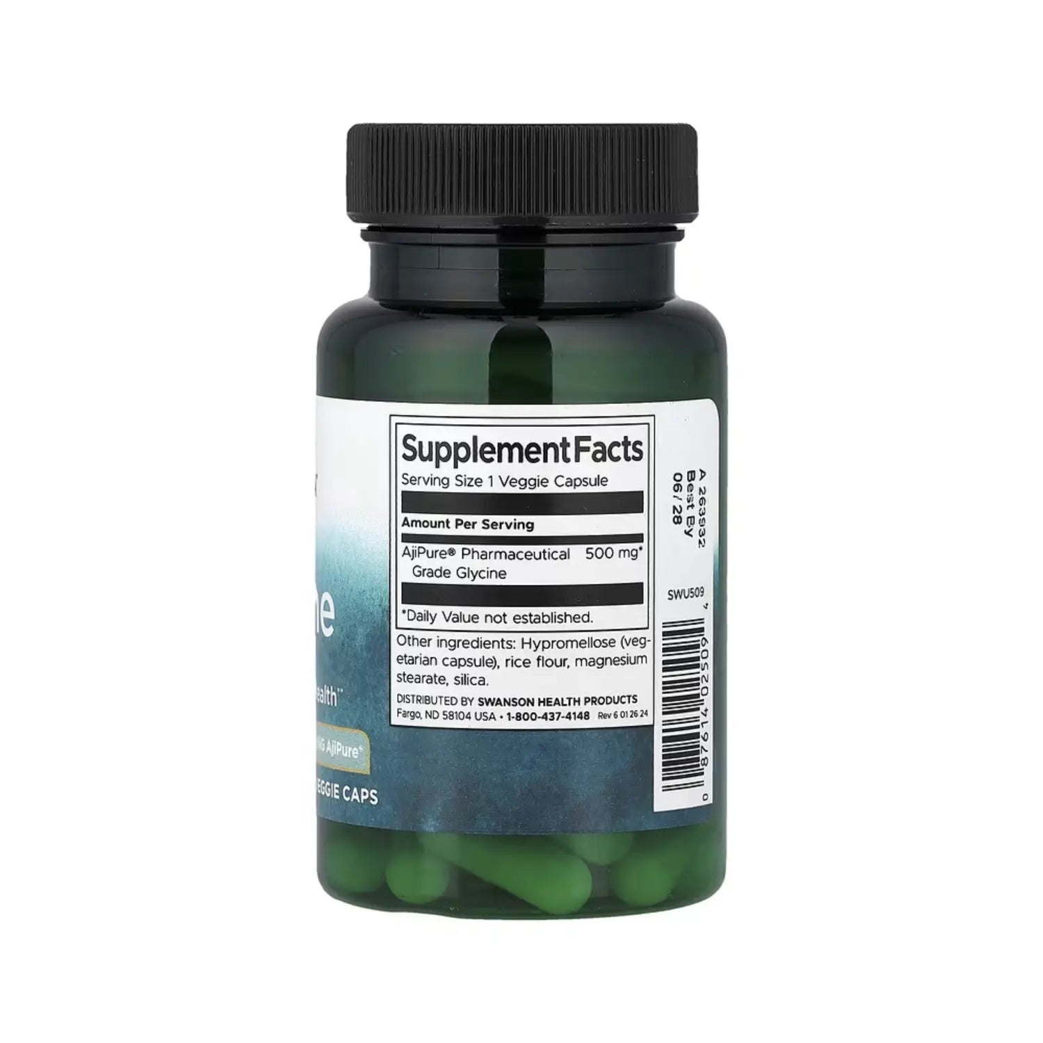 Swanson Glycine - Featuring Ajipure 500 mg 60 Veg Caps SFN
