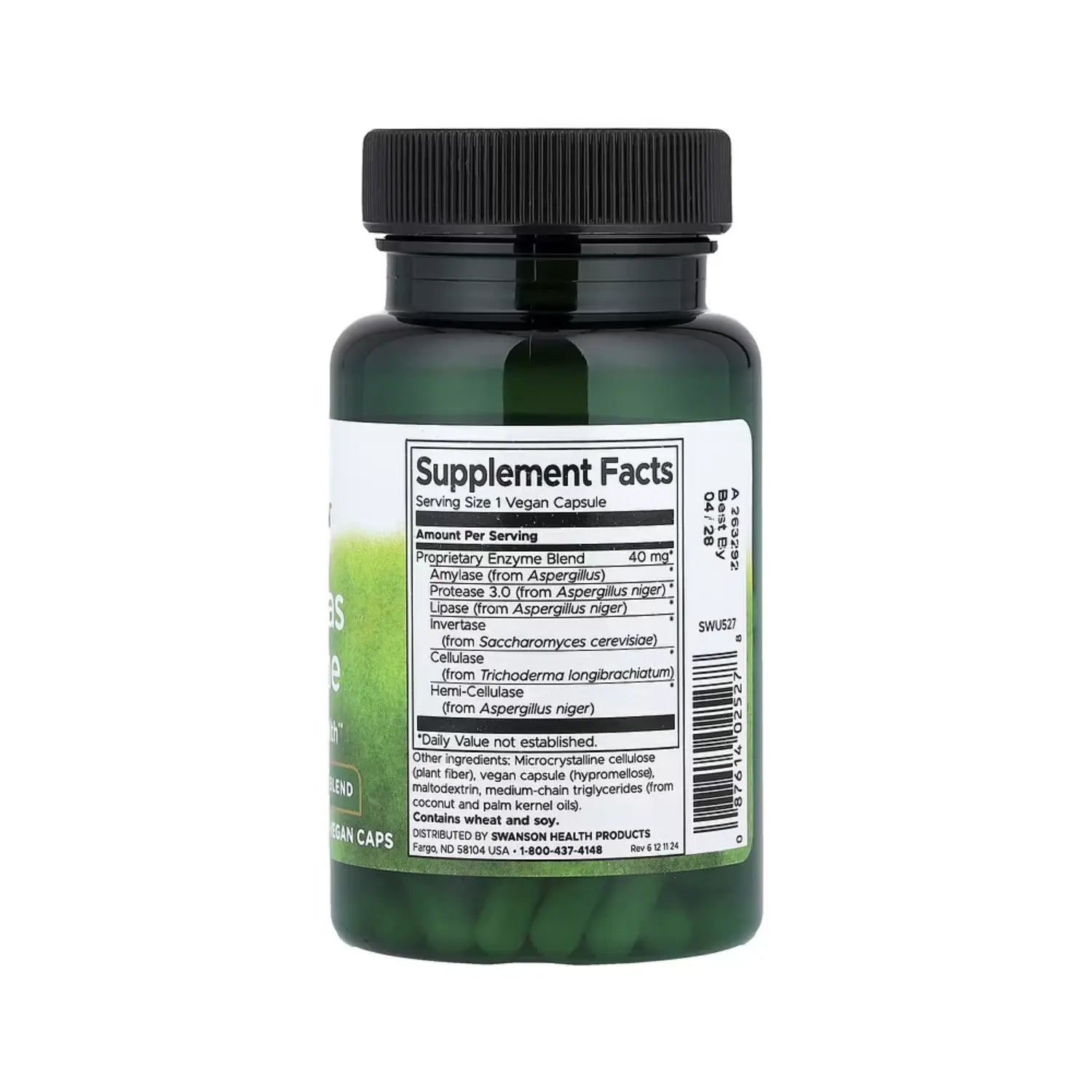 Swanson Anti-Gas Enzyme - High Potency Blend 40 mg 90 Veg Caps SFN