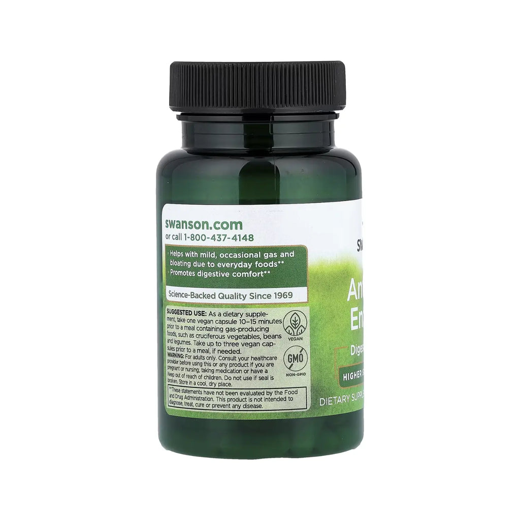 Swanson Anti-Gas Enzyme - High Potency Blend 40 mg 90 Veg Caps SFN