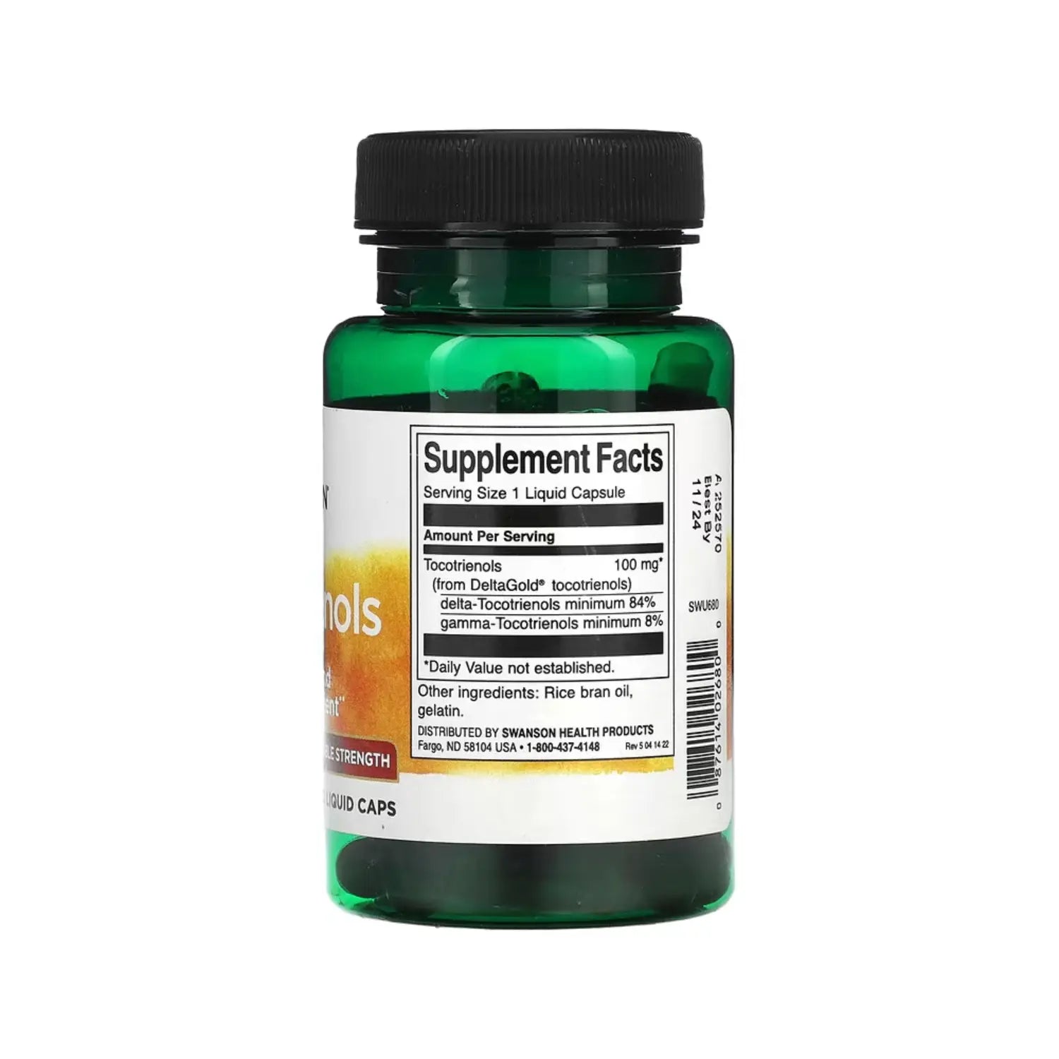 Swanson, Tocotrienoles, Doble Potencia, 100 mg, 60 Cápsulas Líquidas sgn