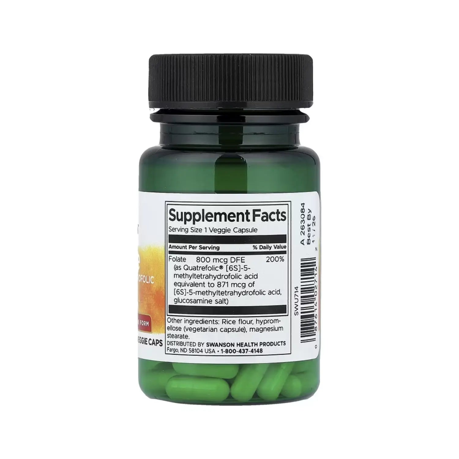 SWANSON FOLATO ÁCIDO 5-METILTETRAHIDROFÓLICO 800MCG SFN