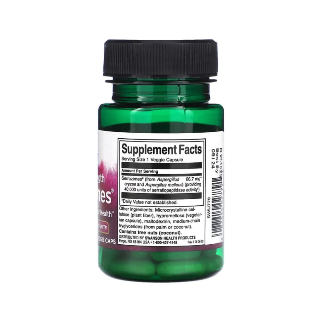 Swanson Double Strength Serrazimes - 40,000 Units 66.7 mg 60 Veg Caps SFN