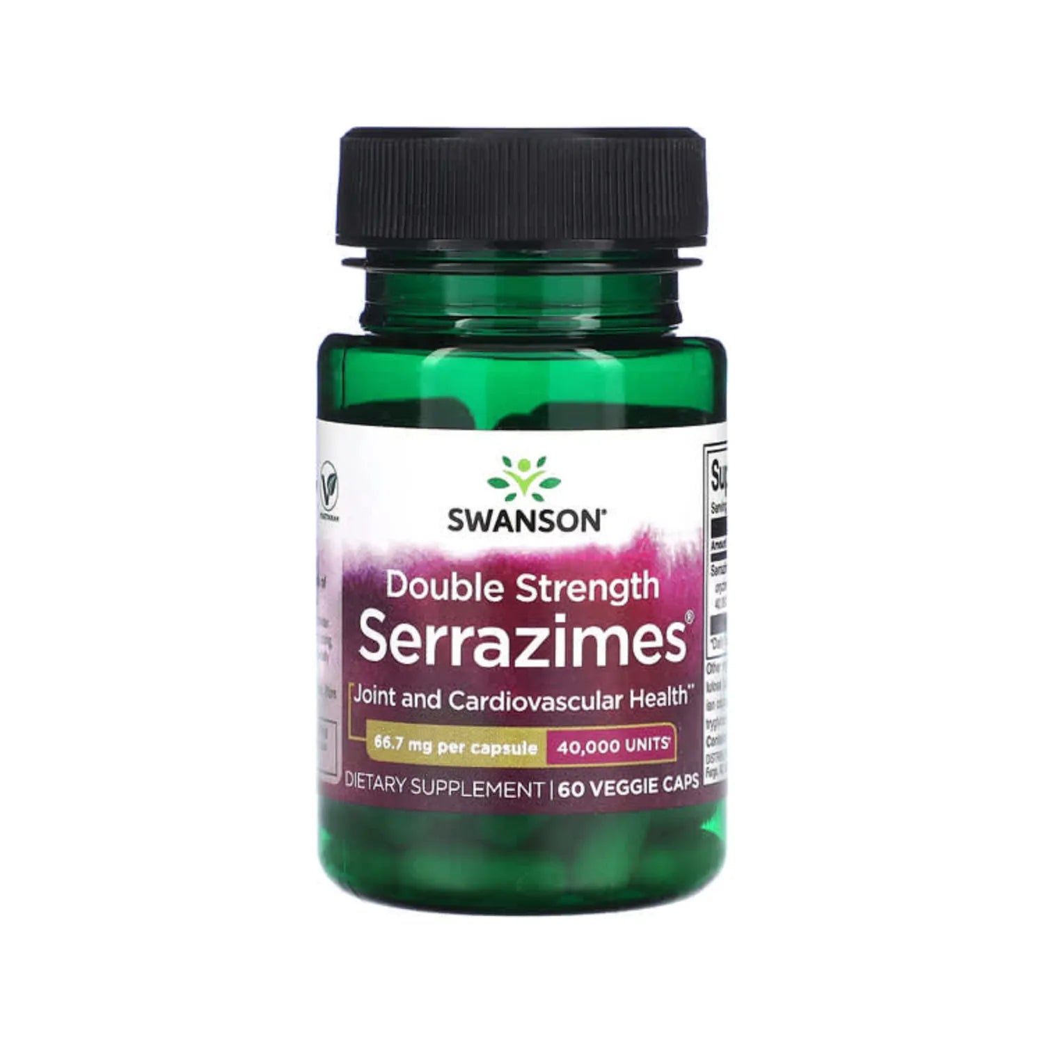Swanson Double Strength Serrazimes - 40,000 Units 66.7 mg 60 Veg Caps SFN
