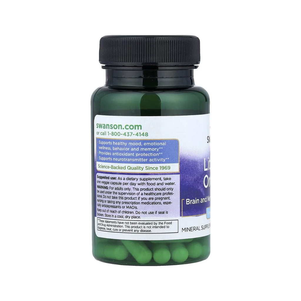Swanson, Orotato De Litio, 5 Mg, 60 Cápsulas Vegetales