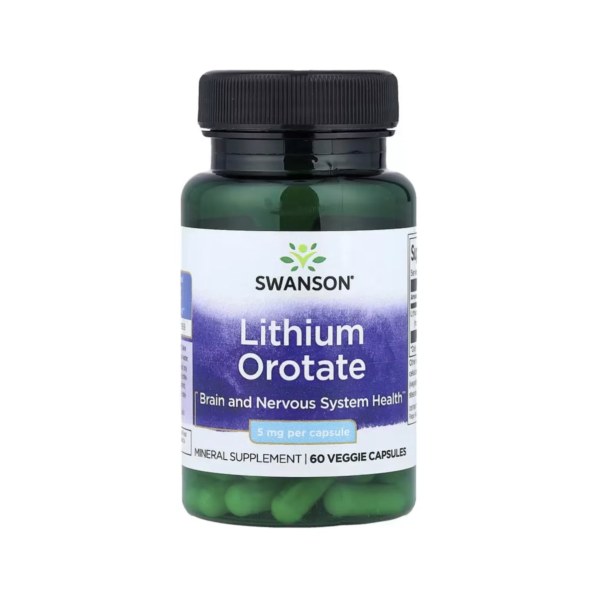 Swanson, Orotato De Litio, 5 Mg, 60 Cápsulas Vegetales