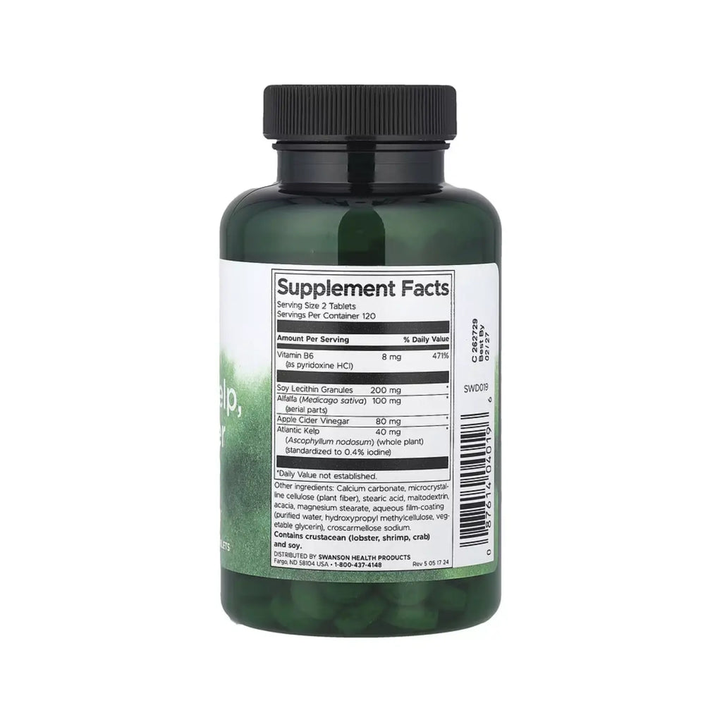 SWANSON LECITINA, ALGA MARINA, B-6 Y VINAGRE DE SIDRA 240 TABS SFN
