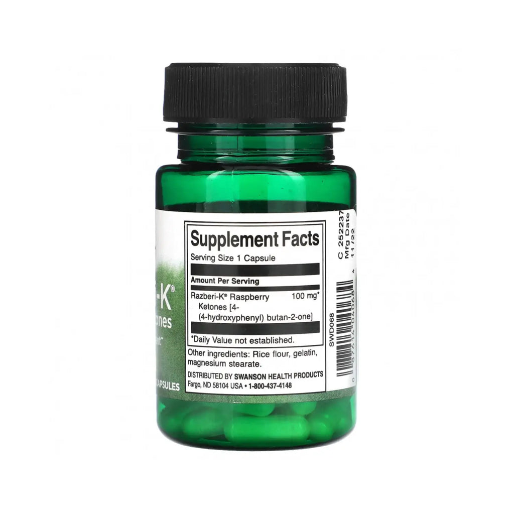 SWANSON CETONAS DE FRAMBUESA RAZBERI-K 100MG 60 CAPS SFN