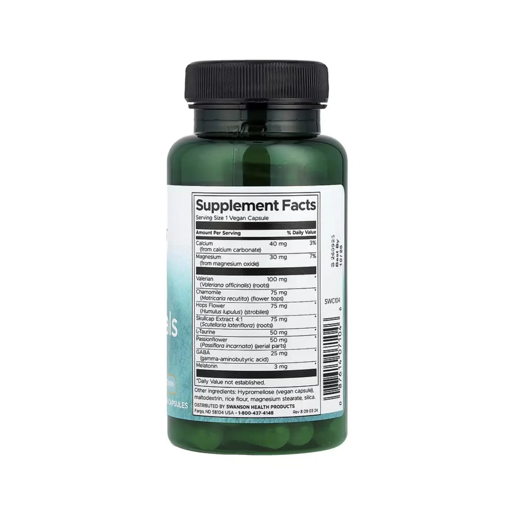 Swanson Sleep Essentials Gaba Y Melatonina 60 Capsulas Sfn