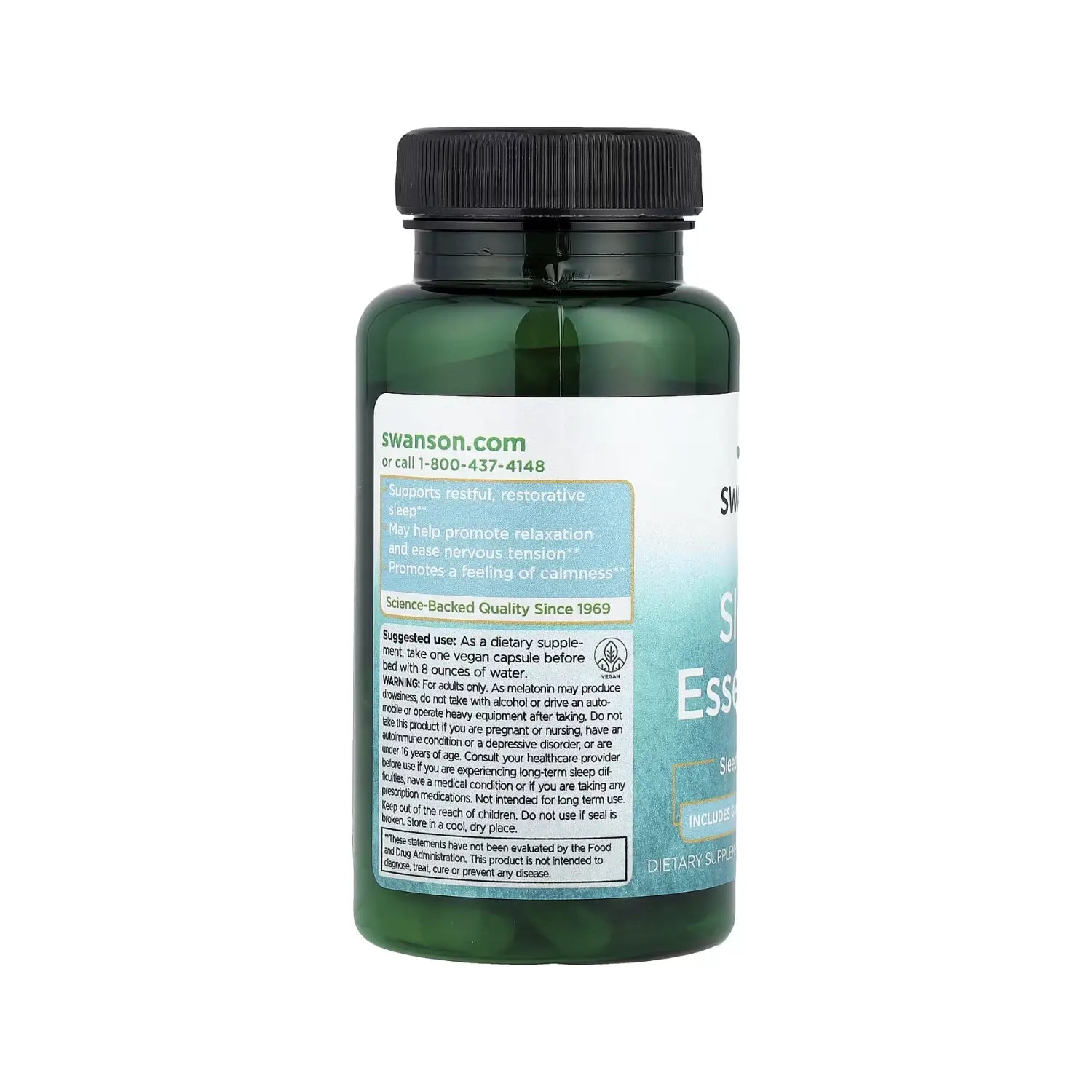 Swanson Sleep Essentials Gaba Y Melatonina 60 Capsulas Sfn