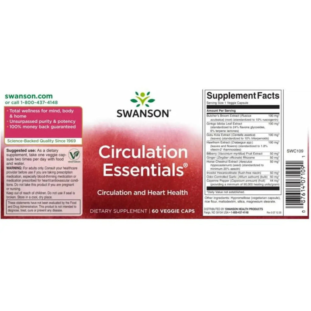 Swanson Circulation Essentials 60 Veg Caps SFN