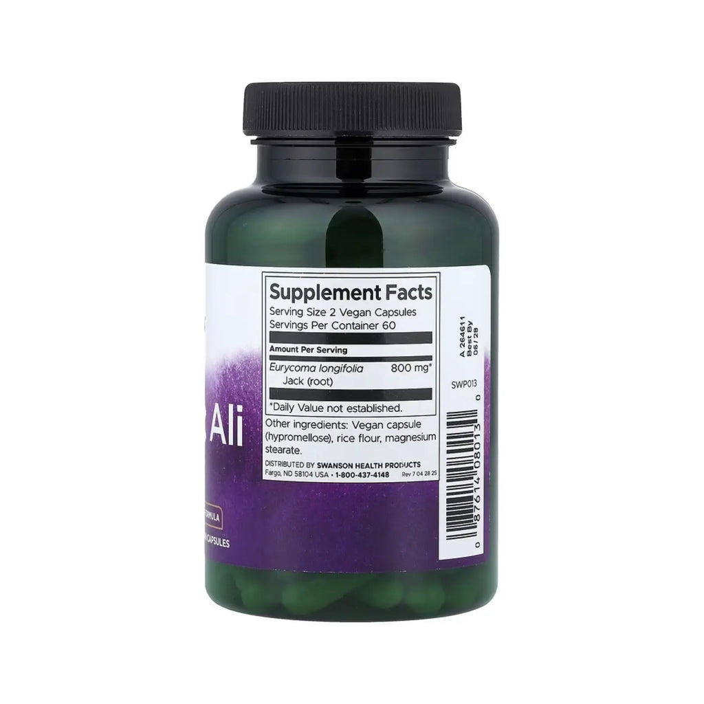 Tongkat Ali, 400 mg, 120 cápsulas Swanson, sabor Imp Eua, sin sabor