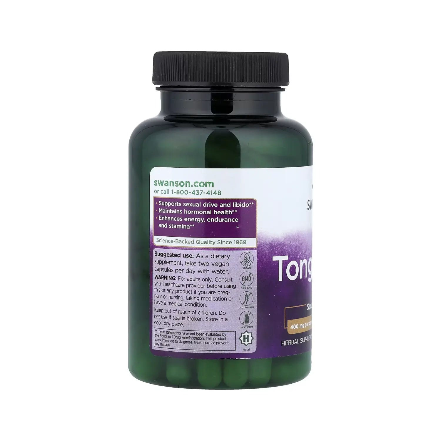 Tongkat Ali, 400 mg, 120 cápsulas Swanson, sabor Imp Eua, sin sabor