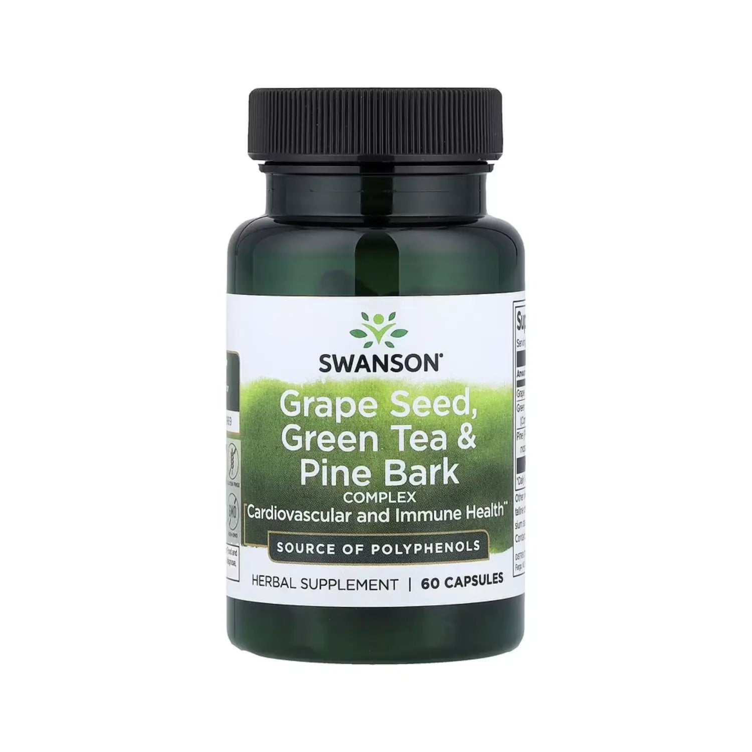 SWANSON COMPLEJO SEMILLAS UVA, TÉ VERDE Y CORTEZA PINO 60CAPS SFN