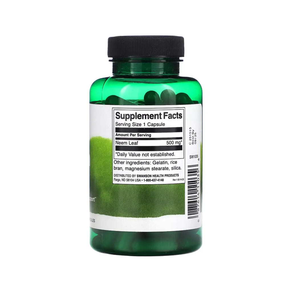 SWANSON HOJA DE NEEM 500MG 100CAPS SFN