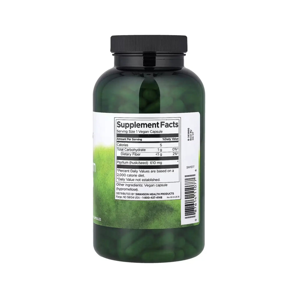 Swanson Cascaras Psyllium 610mg Salud Digestiva 300caps Sfn