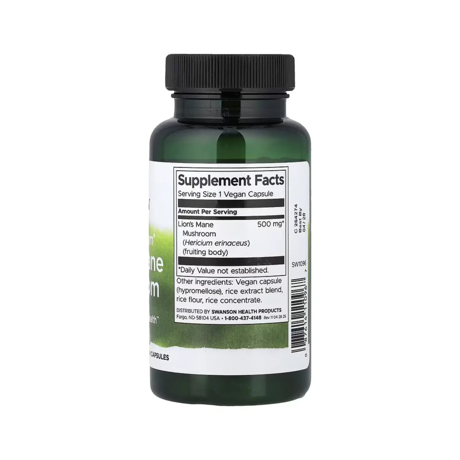 Swanson Full Spectrum Lion's Mane Mushroom 500 mg 60 cápsulas