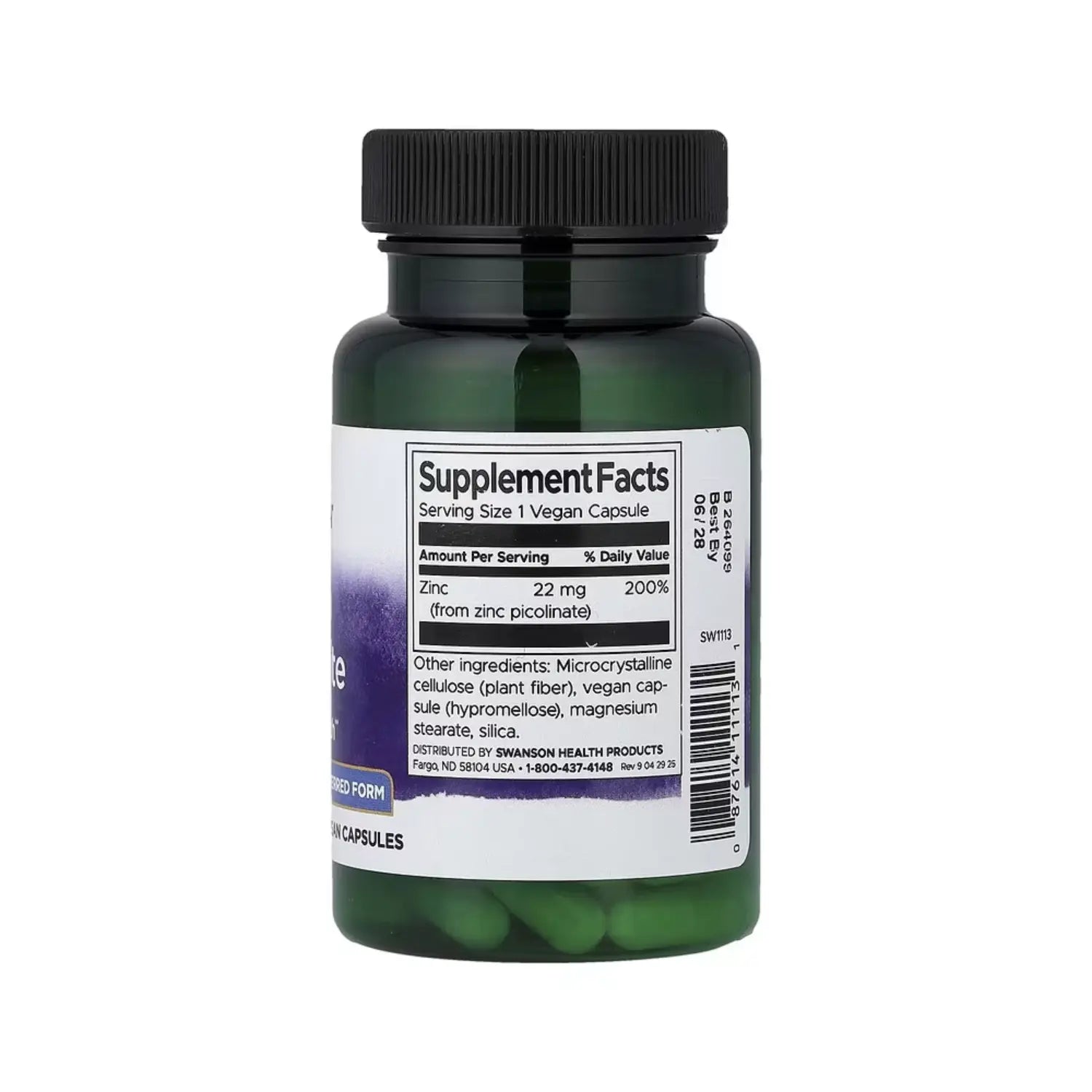 SWANSON PICOLINATO DE ZINC 60 CAPS SFN