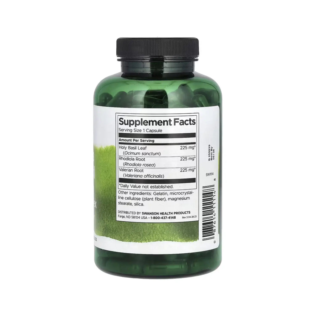 SWANSON RHODIOLA HOLY BASIL VALERIANA 180CAPS SFN