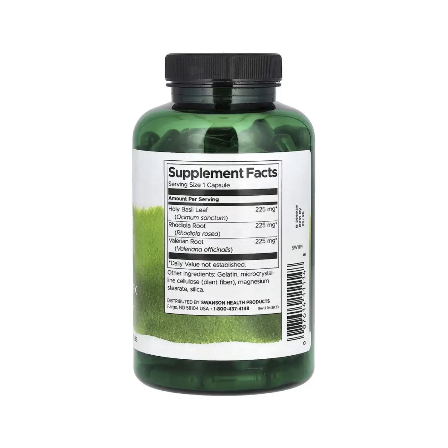SWANSON RHODIOLA HOLY BASIL VALERIANA 180CAPS SFN