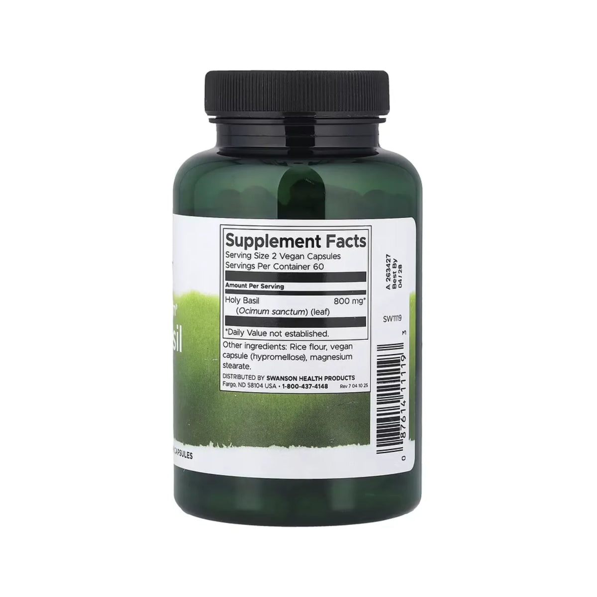 Swanson, Hoja De Albahaca Morada Full Spectrum®, Suplemento Para El Alivio Del Estrés, 400 Mg, 120 Cápsulas Veganas