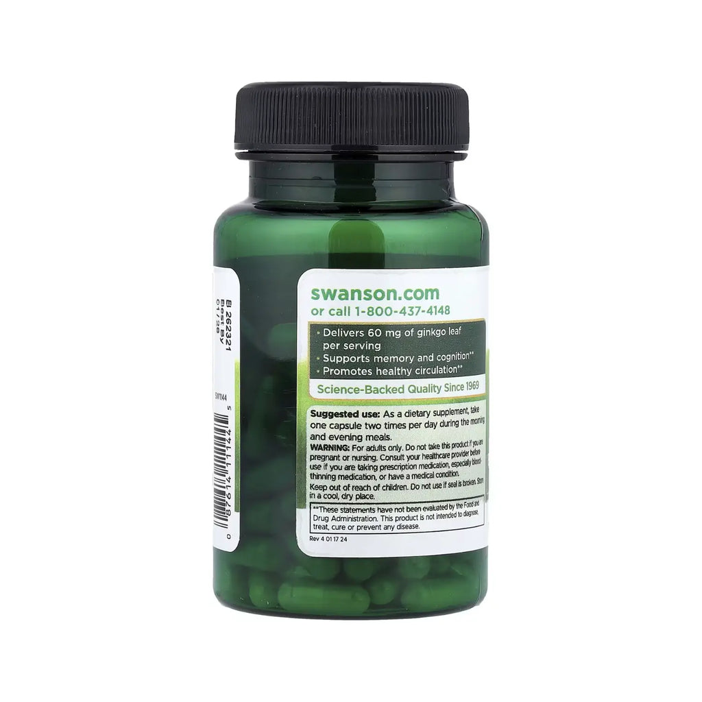 SWANSON HOJA DEL GINKGO FULL SPECTRUM 60 MG 120 CAPS SFN