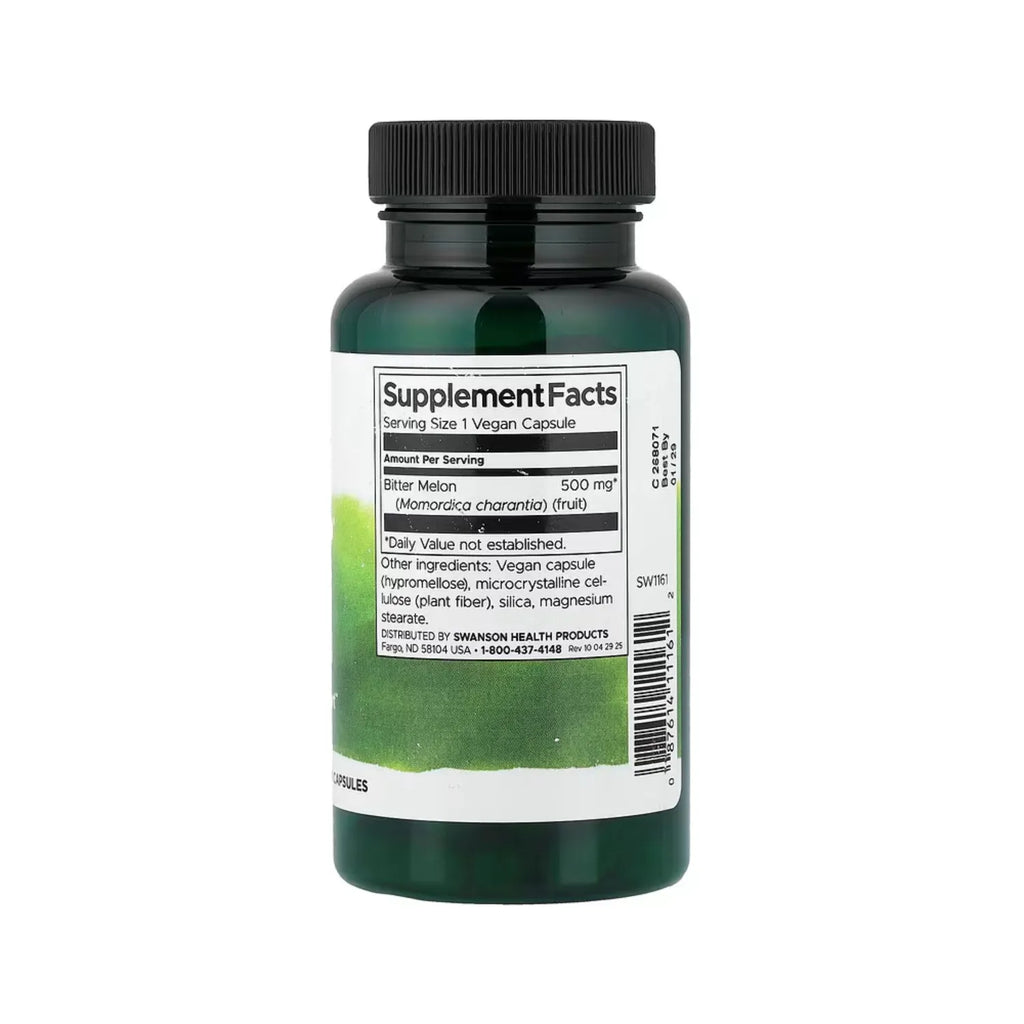 Swanson, Melón Amargo, Apoyo Metabólico Para El Control De La Glucosa En Sangre Y La Digestión. 500 Mg, 60 Cápsulas Veganas