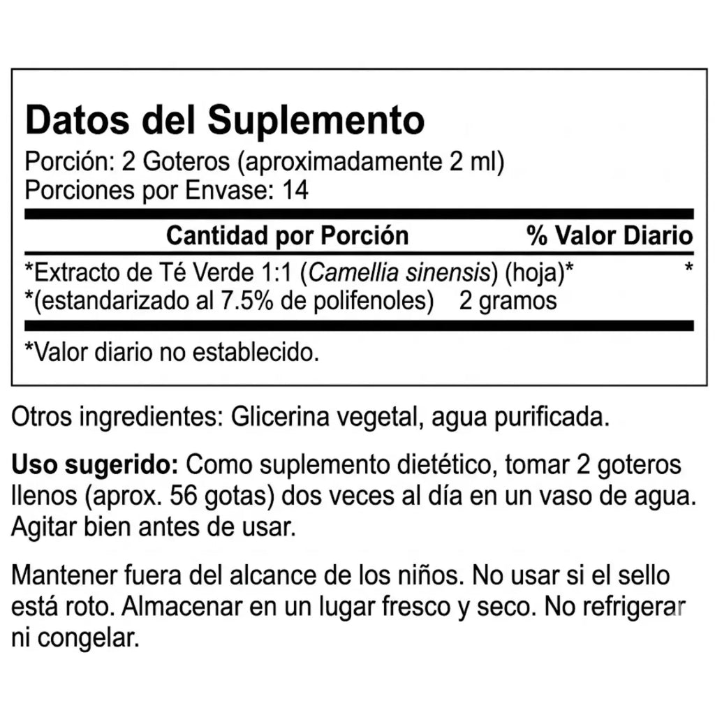 TE VERDE EXTRACTO LIQUIDO SWANSON 29.5ML 1FL OZ SABOR NEUTRO