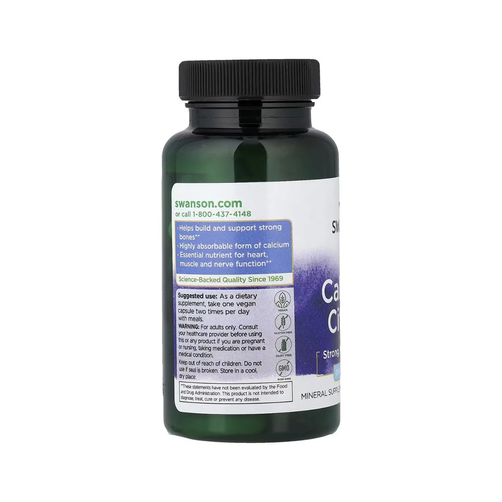 Swanson, Citrato de calcio, 200 mg, 60 cápsulas veganas