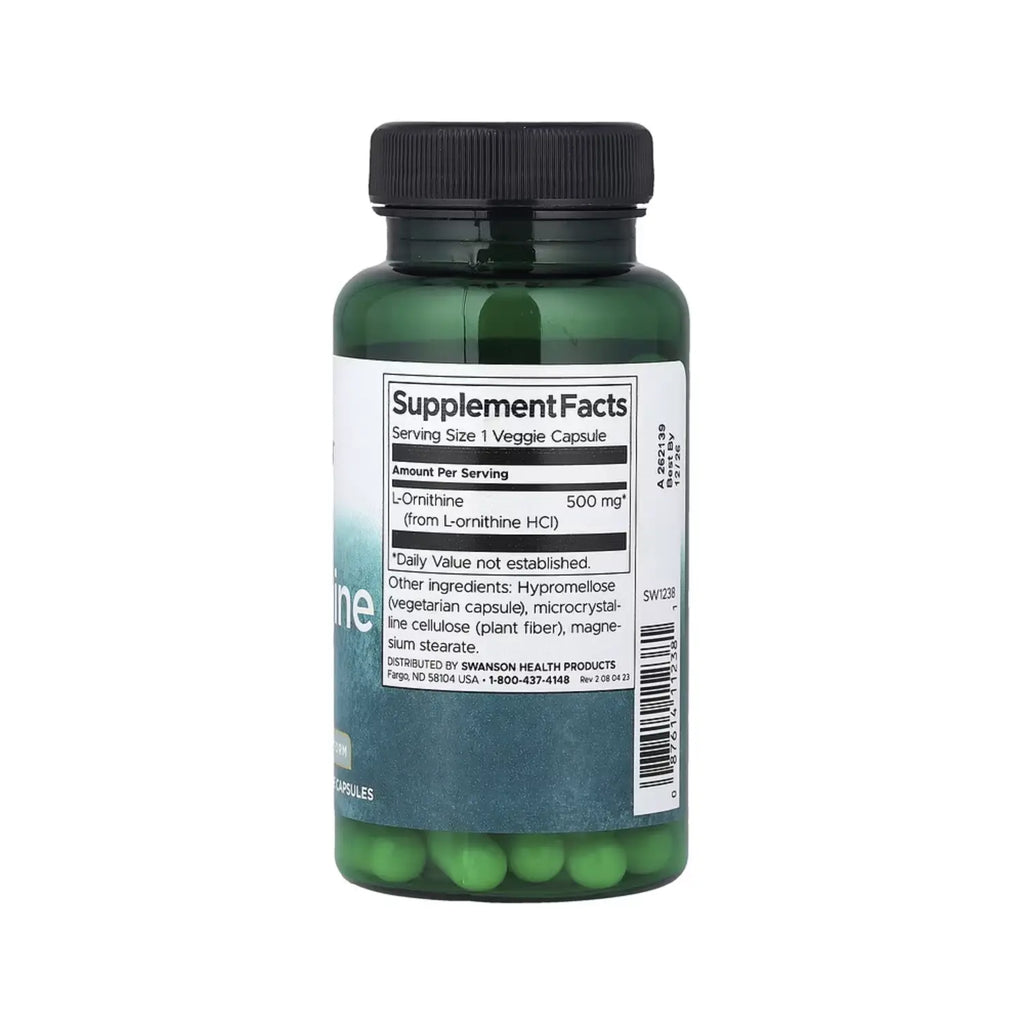 Swanson L-Ornithine - Free Form 500 mg 60 Veg Caps SFN