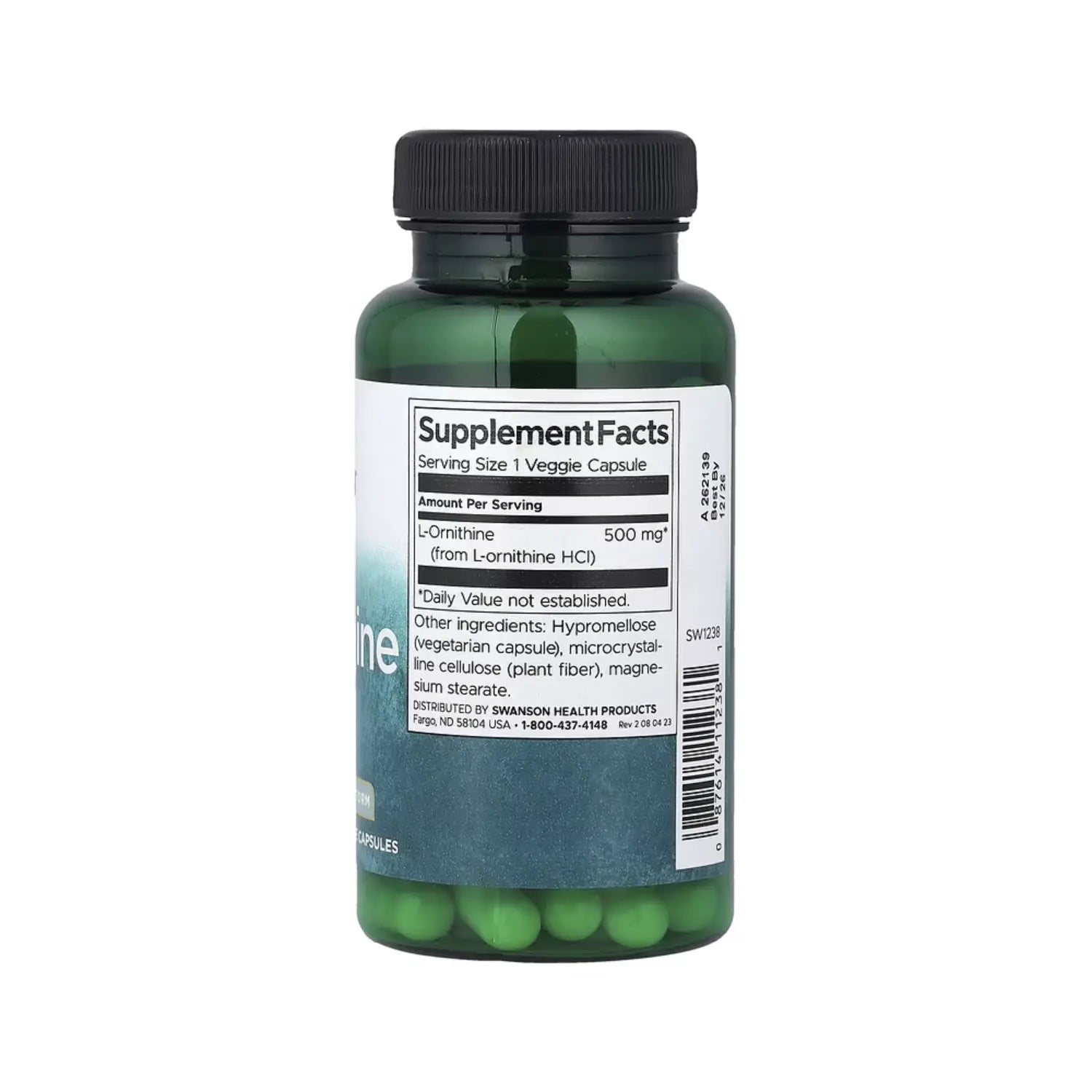 Swanson L-Ornithine - Free Form 500 mg 60 Veg Caps SFN