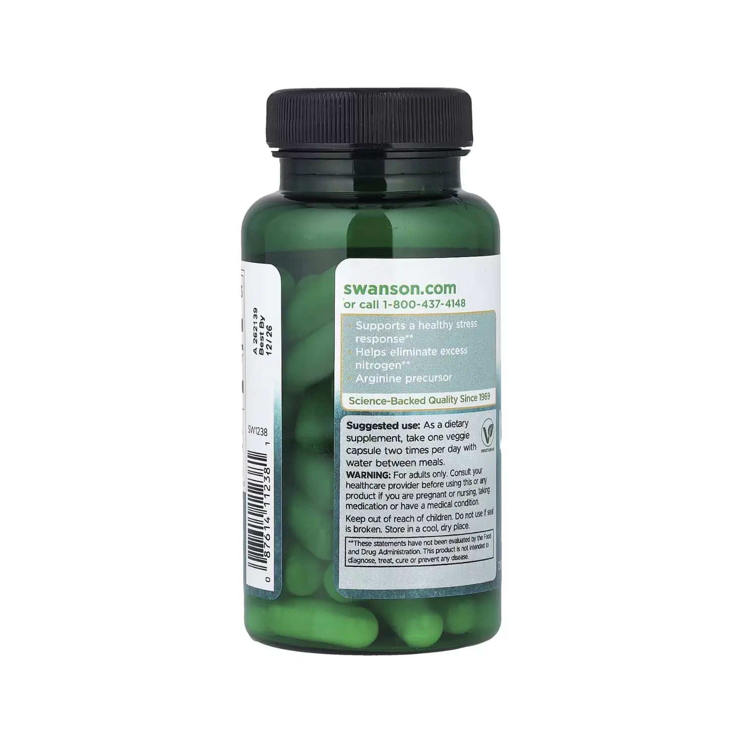 Swanson L-Ornithine - Free Form 500 mg 60 Veg Caps SFN