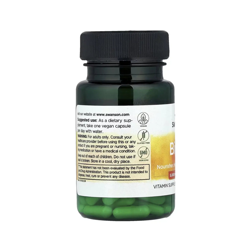 Swanson Biotina 5000 Mcg Cabello Piel Y Uñas 30 Caps Sfn