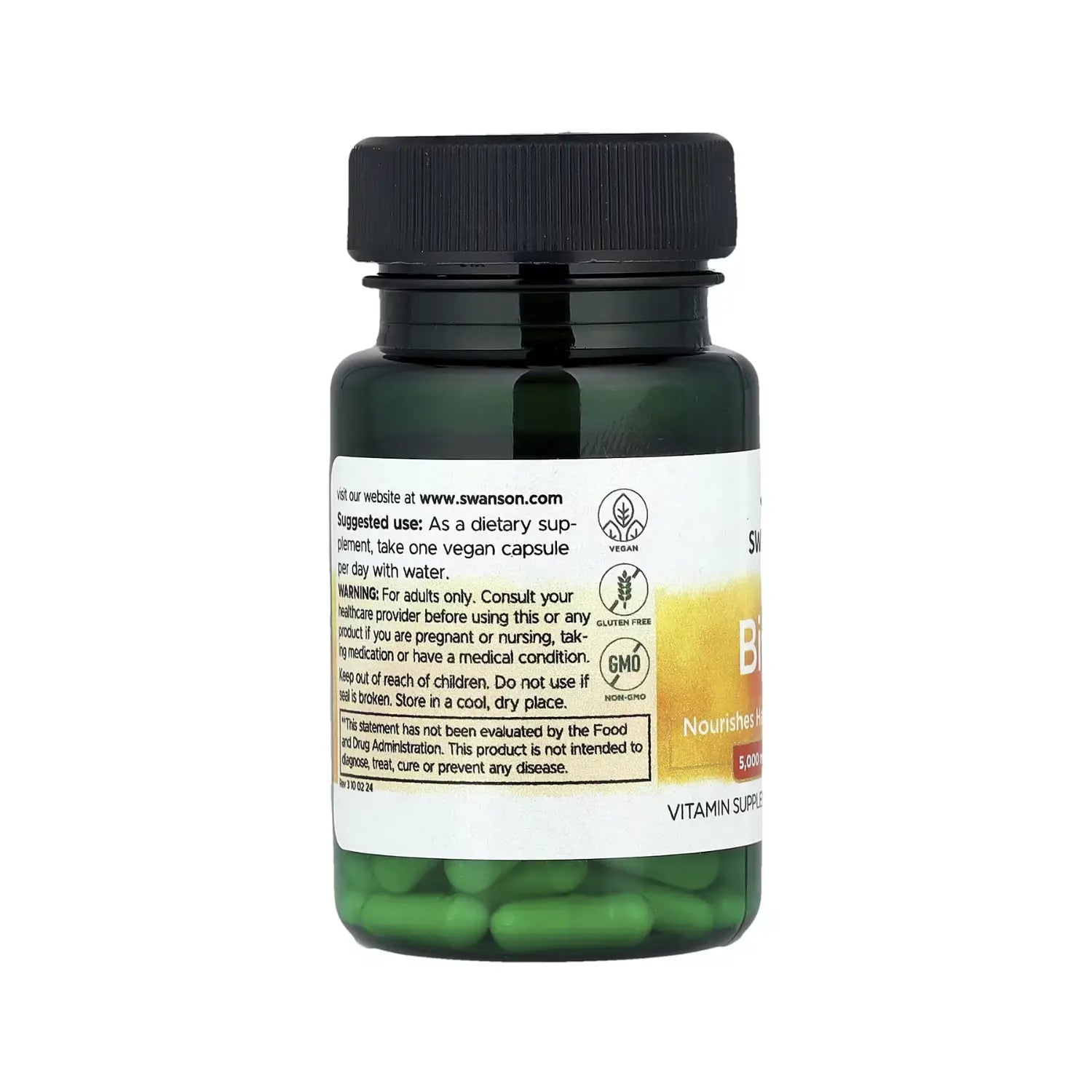 Swanson Biotina 5000 Mcg Cabello Piel Y Uñas 30 Caps Sfn