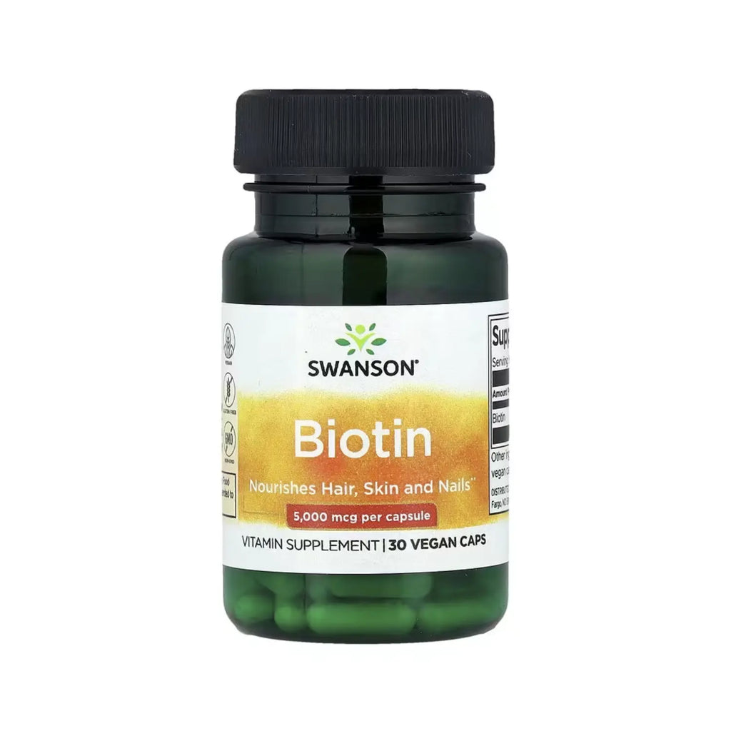 Swanson Biotina 5000 Mcg Cabello Piel Y Uñas 30 Caps Sfn
