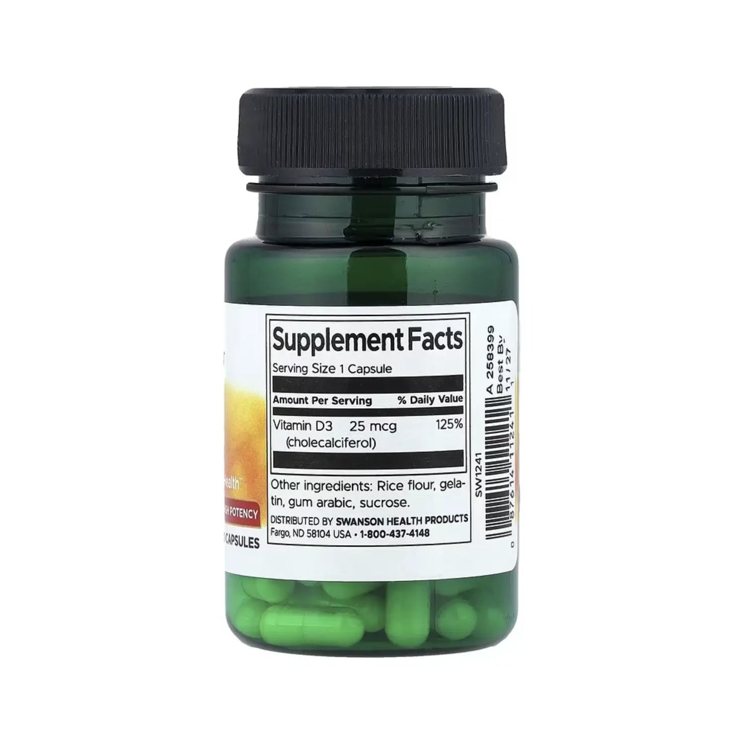 SWANSON VITAMINA D3 - ALTA POTENCIA 1,000 UI (25 MCG) 30 CÁPSULAS SFN