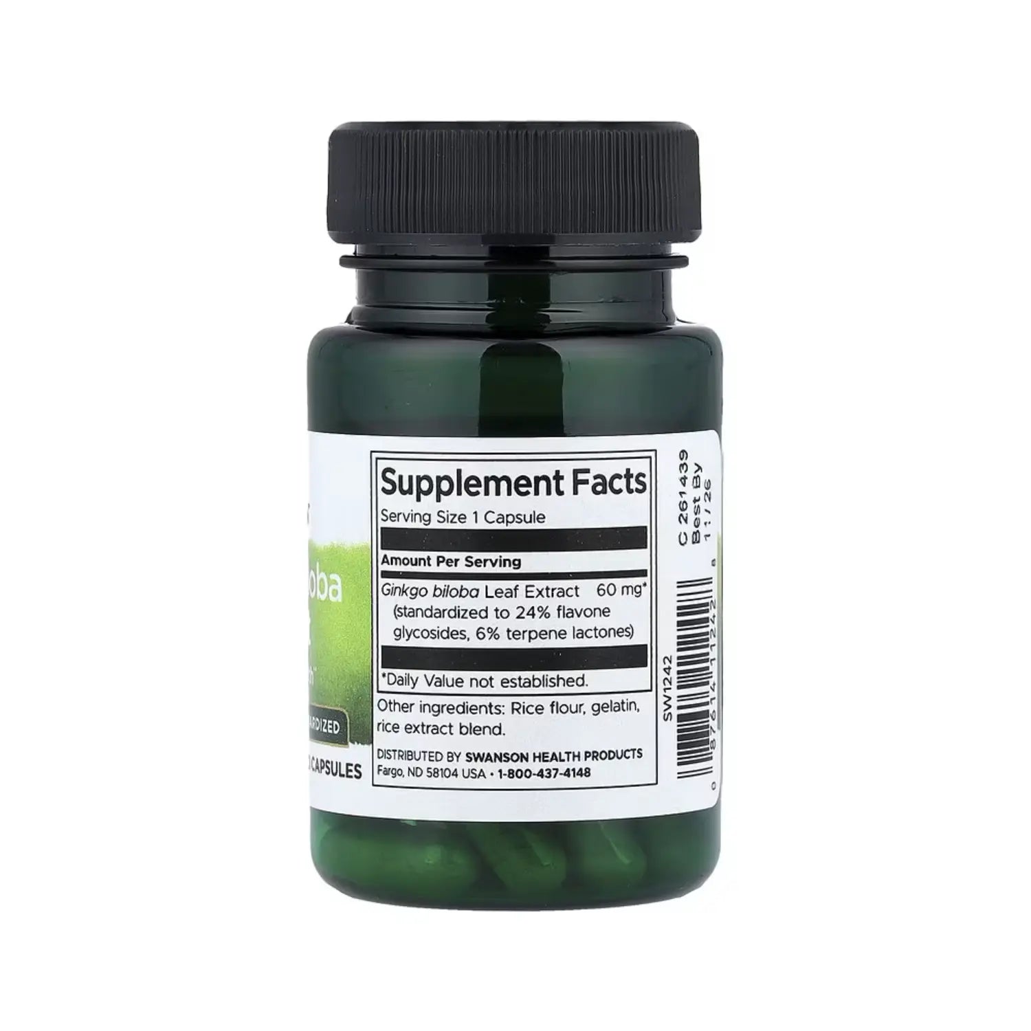 Swanson Ginkgo Biloba Extracto 60 Mg Cognición 30 Caps Sfn