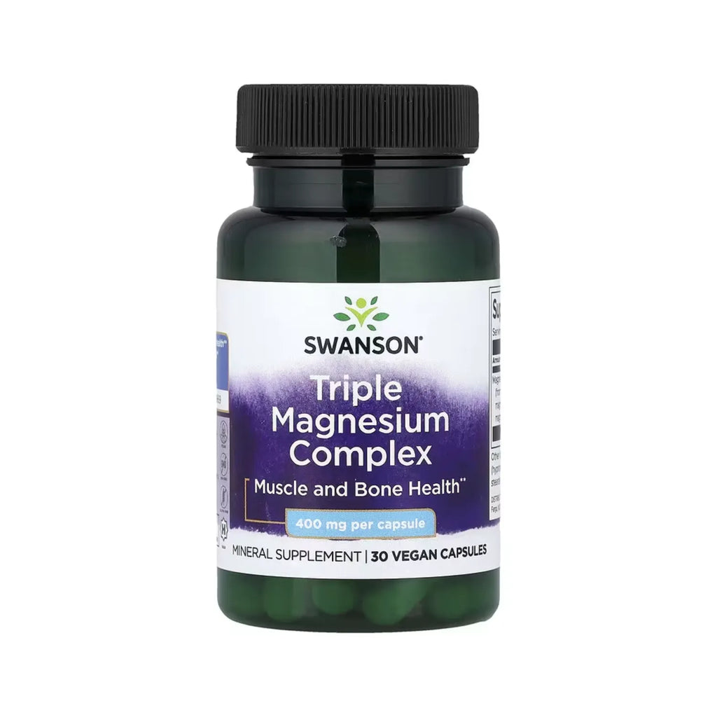 Swanson Vitamins, Complejo De Triple Magnesio 400 Mg, 30 Cápsulas Veganas