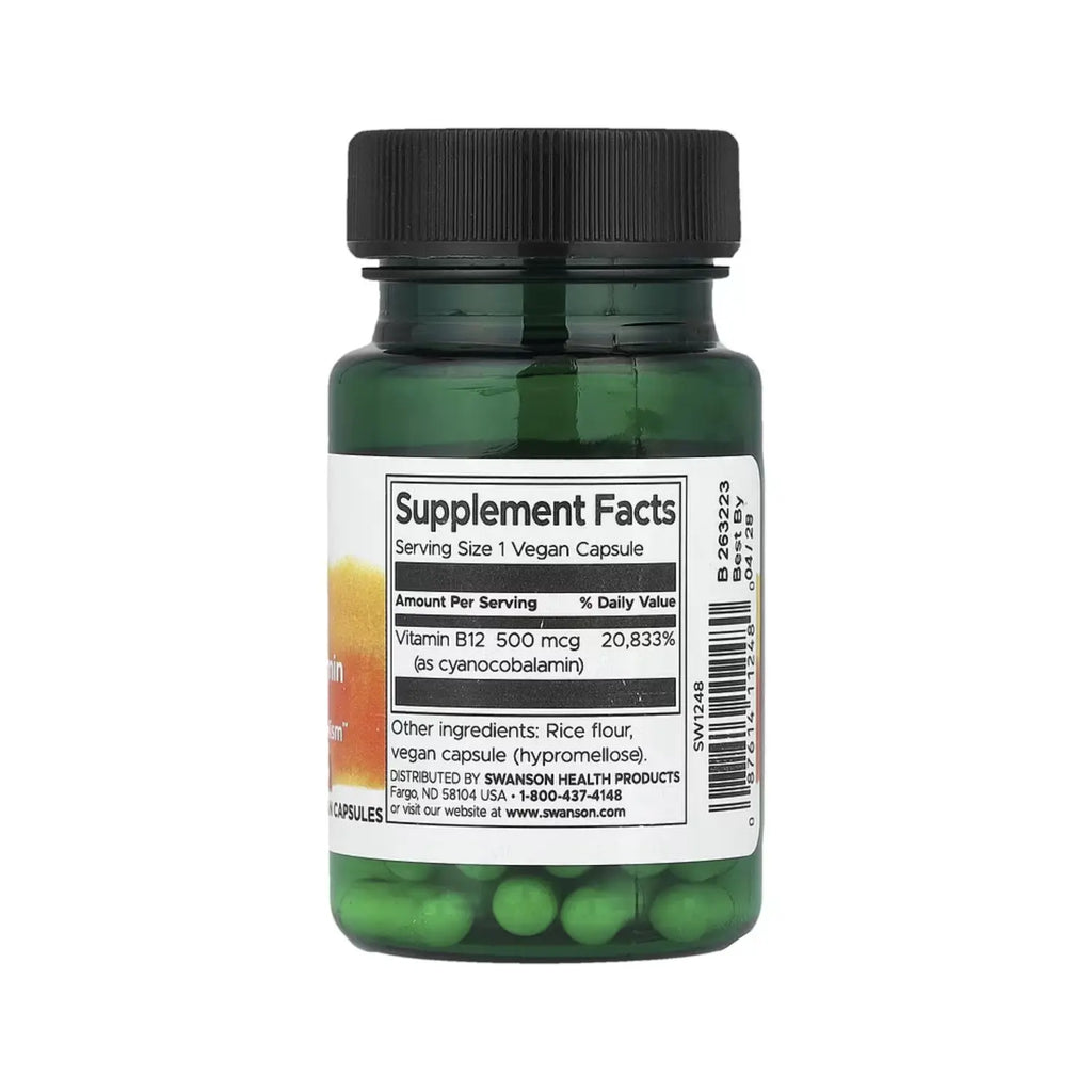 SWANSON VITAMINA B-12 500MCG 30 CAPSULAS SFN